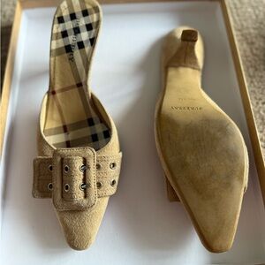 Burberry Beige Buckle Mules